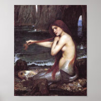 Une sirène de J W Waterhouse, 1901 Découpage Impri