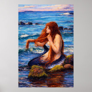 Poster Une sirène par John William Waterhouse