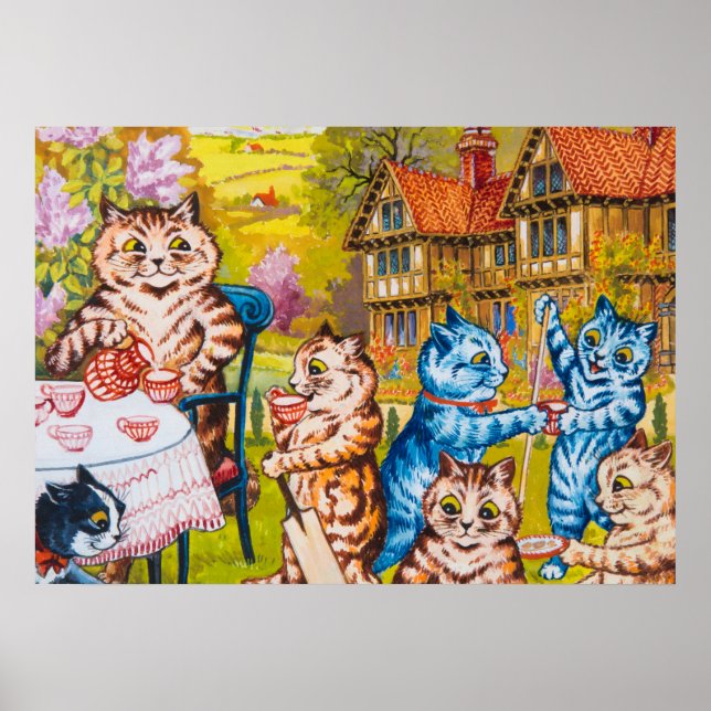 Poster Une soirée thé d'été par Louis Wain (Devant)