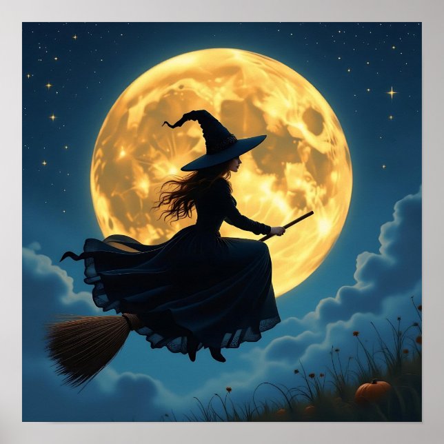 Poster Une sorcière à la Pleine lune (Devant)