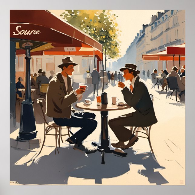Poster Une table parisienne au soleil Imprimer (Devant)