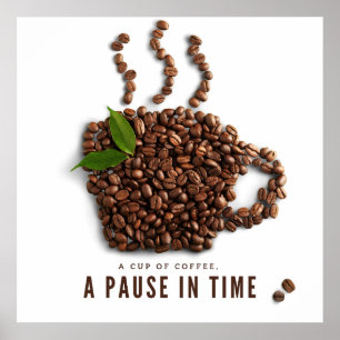 Poster Une tasse de café, une pause dans le temps – Café 