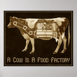 Poster Une vache est une usine de nourriture - plus de