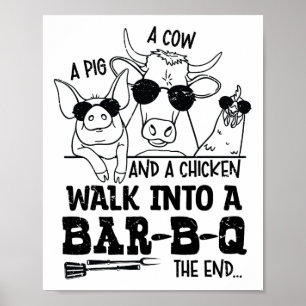 Poster Une Vache Un Cochon Et Un Poulet Marcher Dans Un B