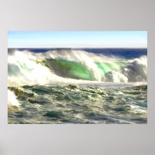 Poster Une vague géante qui s'envole vers la côte (Devant)