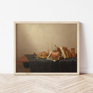 Poster Une Vanitas avec livres et crâne   Gerrit van Vuch