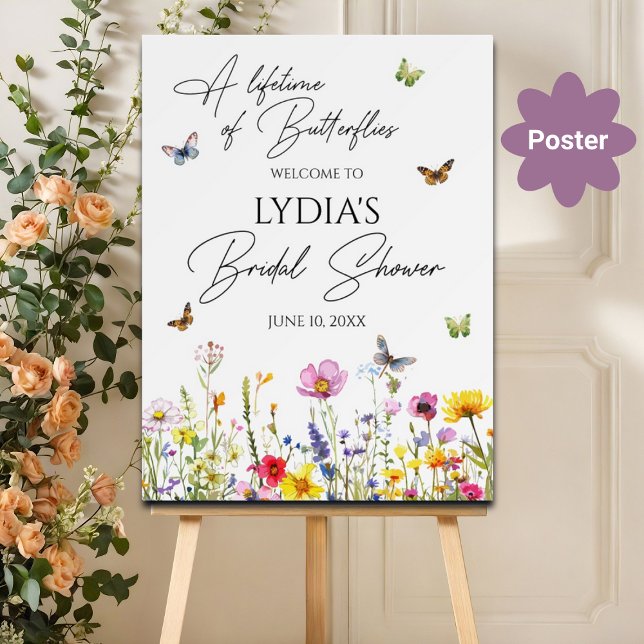 Poster Une vie de papillons Fleur sauvage Fête des mariée (Créateur téléchargé)