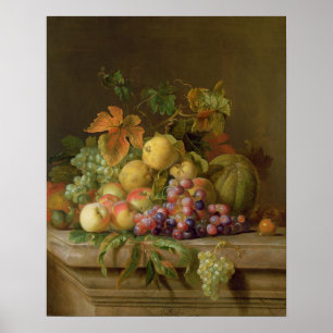 Poster Une vie morte de melons, de raisins et de pêches