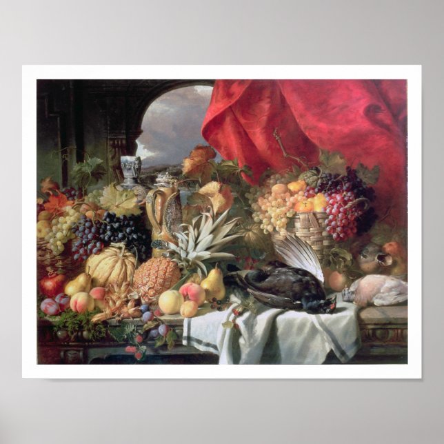 Poster Une vie morte d'oiseaux de jeu et de nombreux frui (Devant)