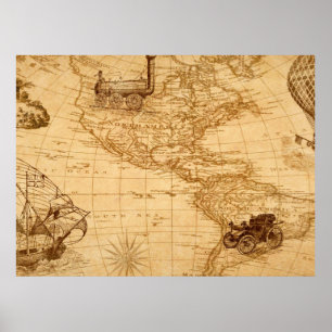 Poster Une vieille carte de l'Amérique