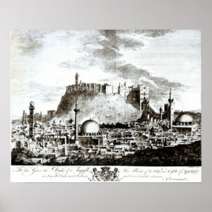 Poster Une vue de la ville et du château d'Alep, Syrie