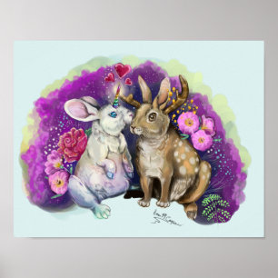 Poster Unibunny Bisses Jackalope Amour magique