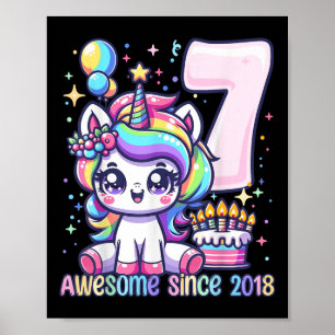 Poster Unicorn 7e anniversaire 7 année Ancien Unicorn Par