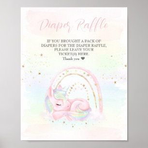 Poster Unicorn Baby Shower Diaper Raffle Sign