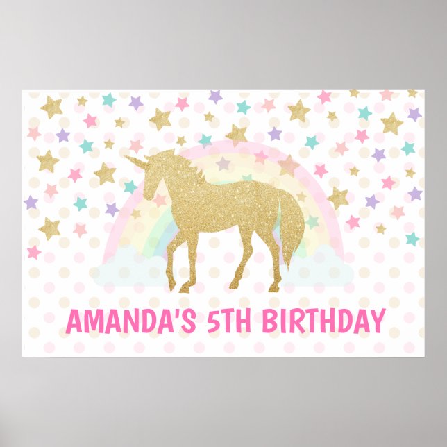 Poster Unicorn Backdrop, Unicorn Birthday (Devant)