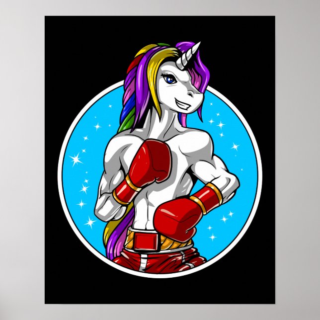 Poster Unicorn Boxer Player (Devant)
