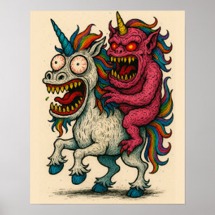 Poster Unicorn & Cerveau Monster