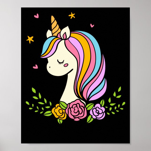 Poster Unicorn Cute Whimsical Girly D Name  (Devant)