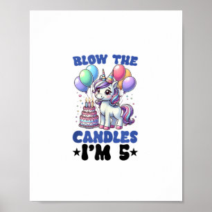 Poster Unicorn Enfants 5e anniversaire fête garçon 5 ans 