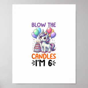 Poster Unicorn Enfants 6e fête d'anniversaire garçon 6 an