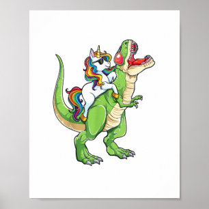 Poster Unicorn équitation T rex Dinosaur garçons Filles H