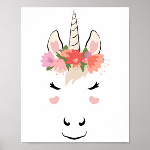 Poster Unicorn Face Eyelashes Aimer Halloween Costume Flu