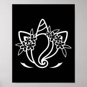 Poster Unicorn Face Jolie Eyelashes Dimanche Fleurs de Pâ