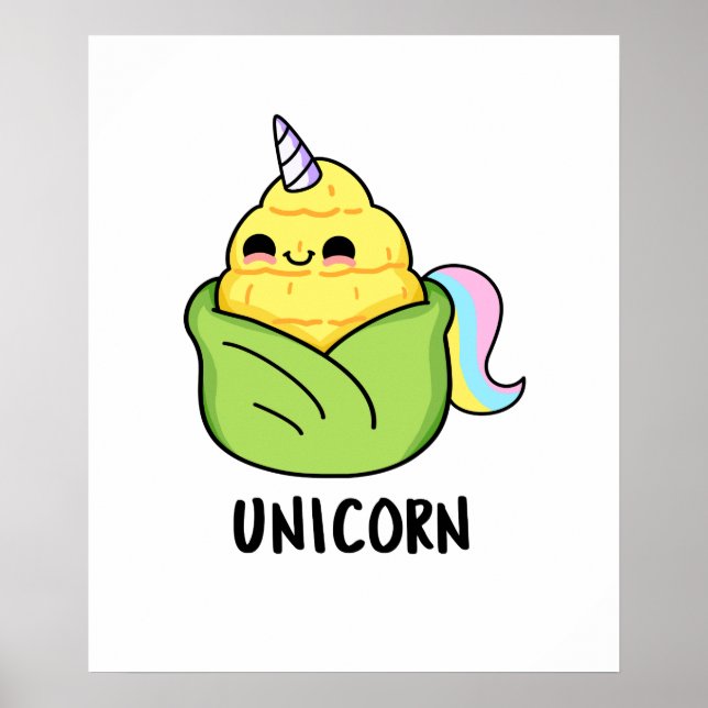 Poster Unicorn Funny Baby Corn Pun (Devant)