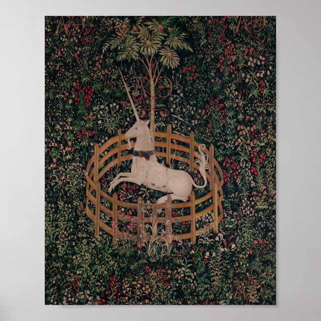 Poster Unicorn Hunt Medieval Art - Unicorn Rests in Garde (Devant)