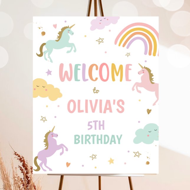 Poster Unicorn Magical Rainbow Girl Birthday Welcome (Créateur téléchargé)