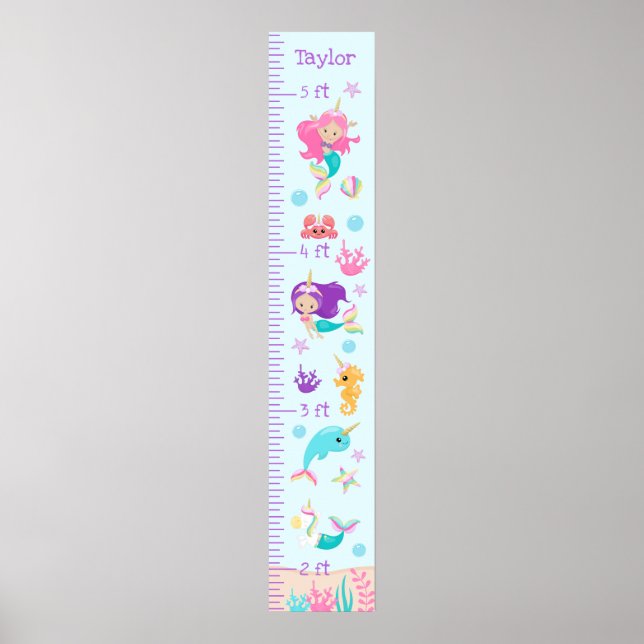Poster Unicorn Mermaids Graphique de croissance Léger Ton (Devant)