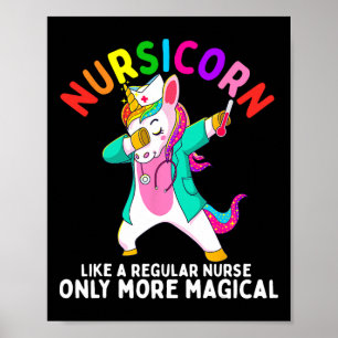 Poster Unicorn Nurse Funny Nursicorn Rainbow Nurse Rn G