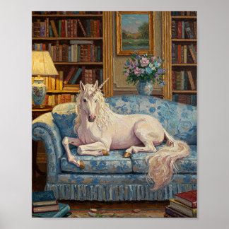 Poster Unicorn on Sofa | Romantic Oil Painting
