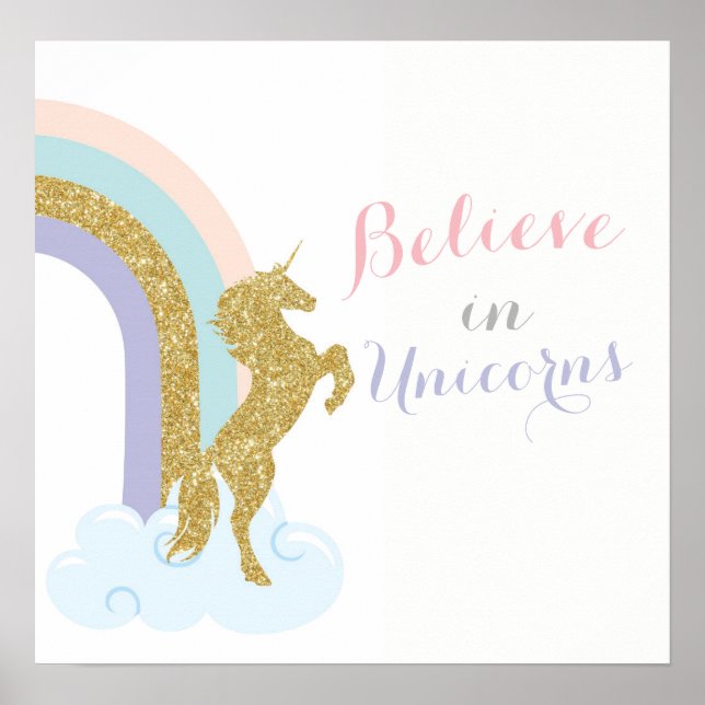 Poster Unicorn Print, Unicorn Bedroom Decorations (Devant)