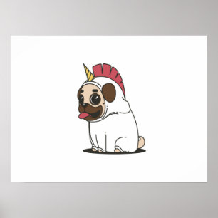 Poster Unicorn Puppy   Cadeau Amoureux des chiens Carlin 