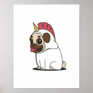 Poster Unicorn Puppy Cadeau Amoureux des chiens Carlin