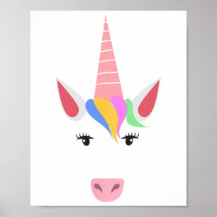 Poster Unicorn Visage Eyelashes Halloween Costume Avec Ch