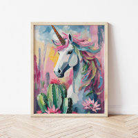 Unicorne Abstraite lunatique et succulents