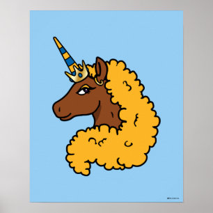 Poster Unicorne Afro Jaune