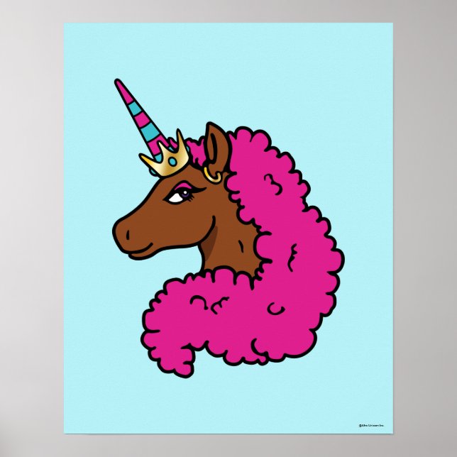 Poster Unicorne Afro Rose Chaud (Devant)