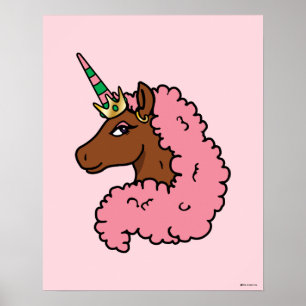 Poster Unicorne Afro Rose clair