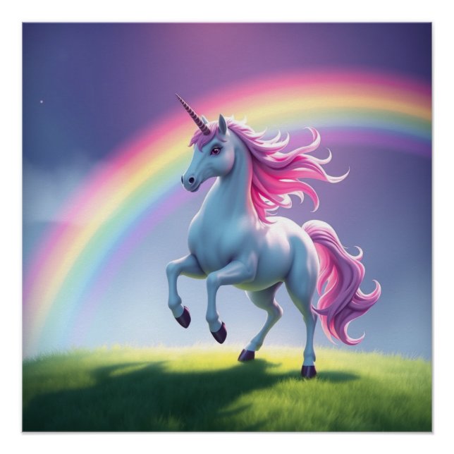 Poster Unicorne arc-en-ciel (Devant)