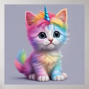 Poster Unicorne arc-en-ciel Kitten