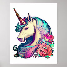 Unicorne avec Fleurs Vector Art