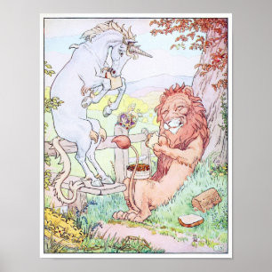 Poster Unicorne avec un lion
