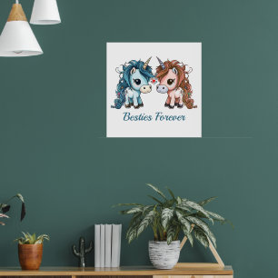 Poster Unicorne Besties pour toujours