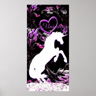 Poster Unicorne blanche V (éclaboussure colorée)