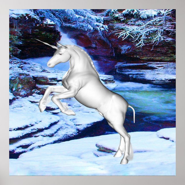 Poster Unicorne dans la neige (Devant)