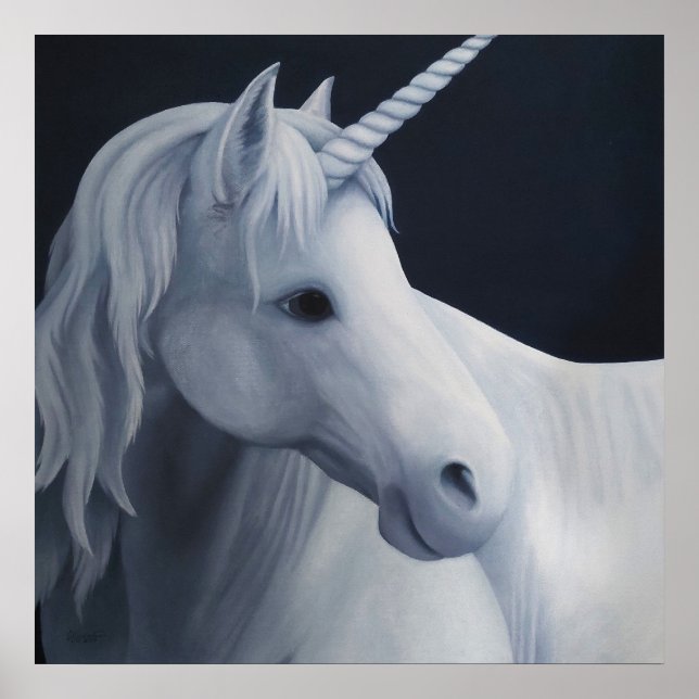 Poster Unicorne dans l'affiche au clair de lune (Devant)