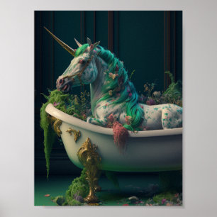 Poster Unicorne dans le bain Plein d'affiche Plante